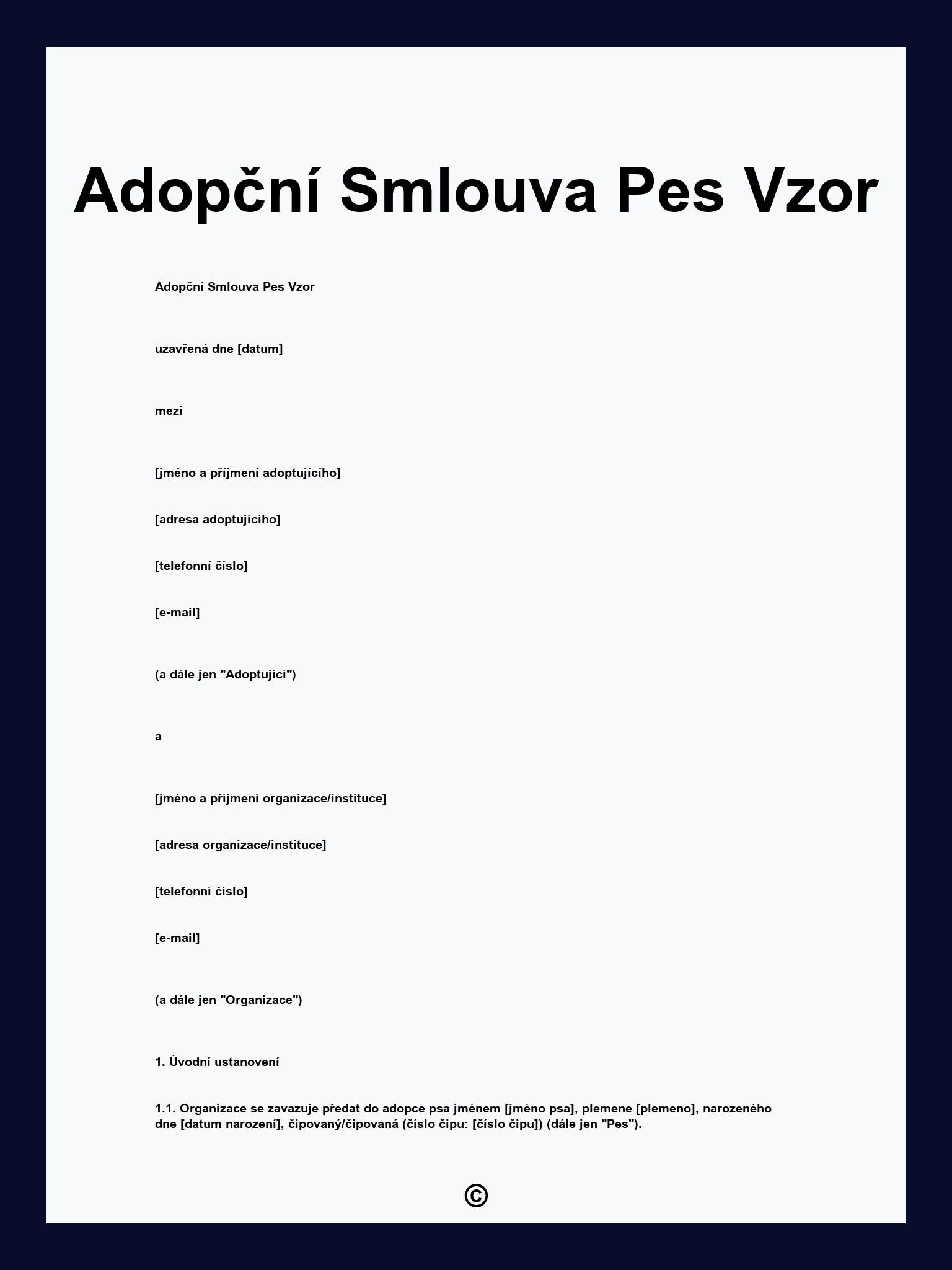 Adopční Smlouva Pes Vzor