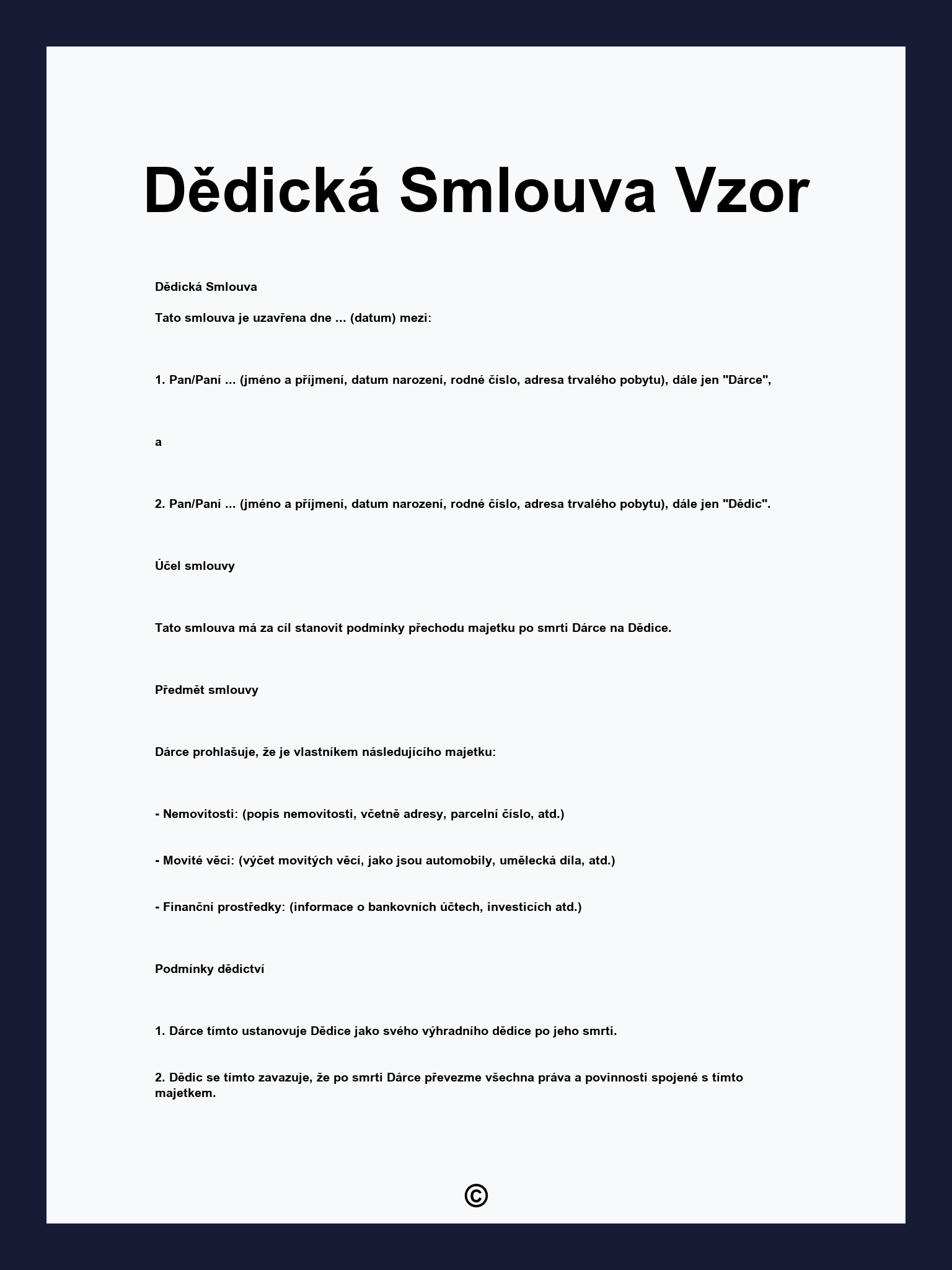 Dědická Smlouva Vzor