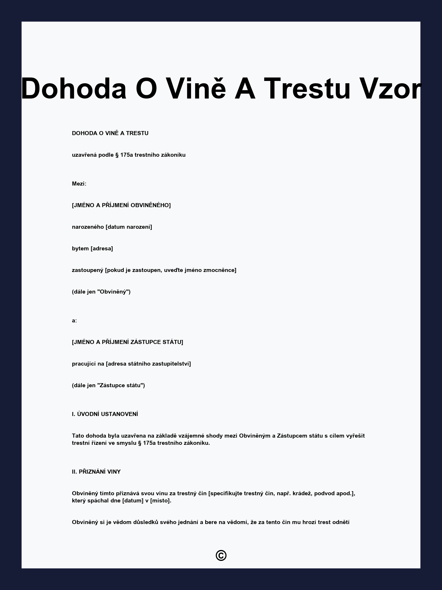 Dohoda O Vině A Trestu Vzor