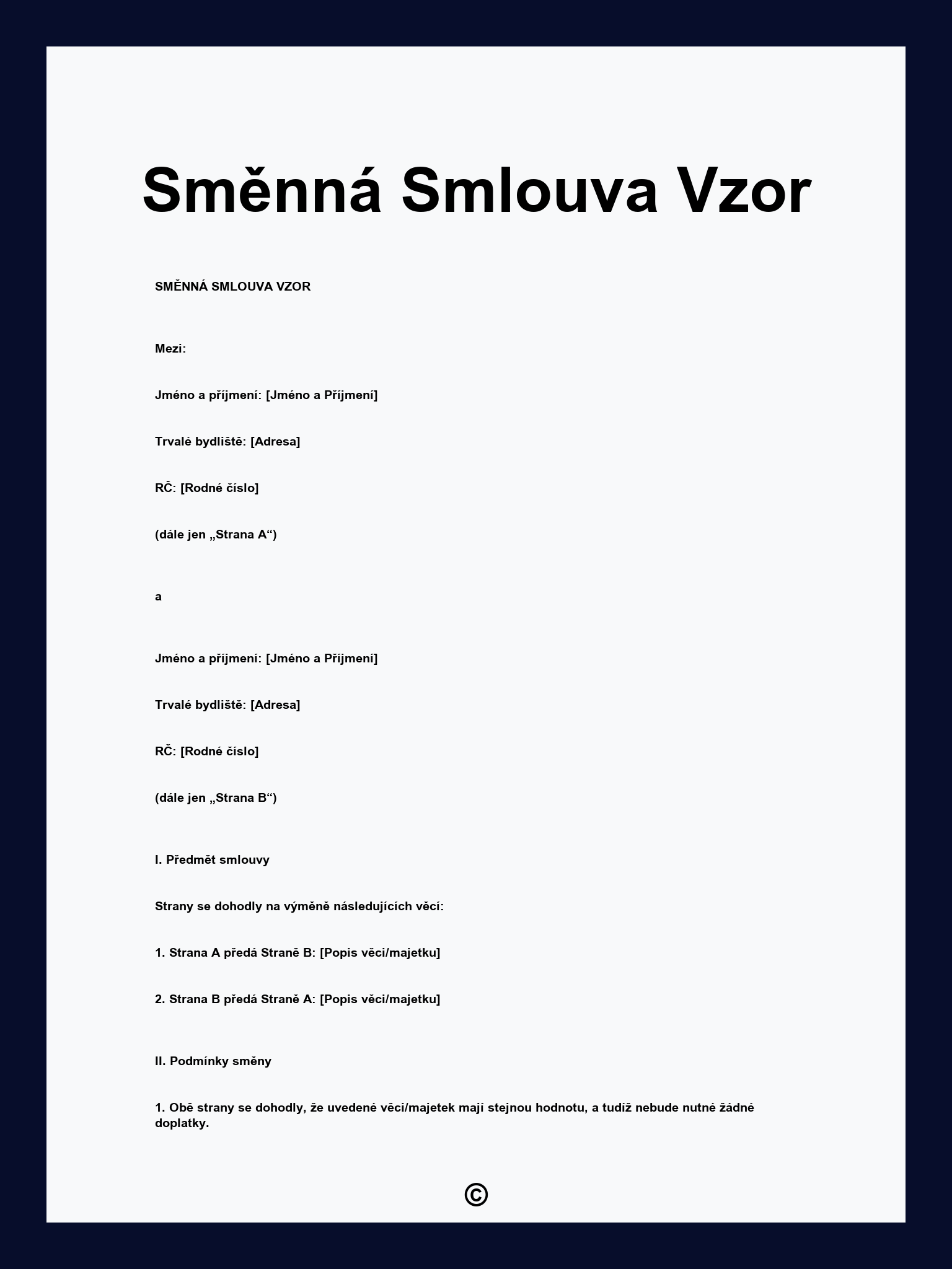 Směnná Smlouva Vzor