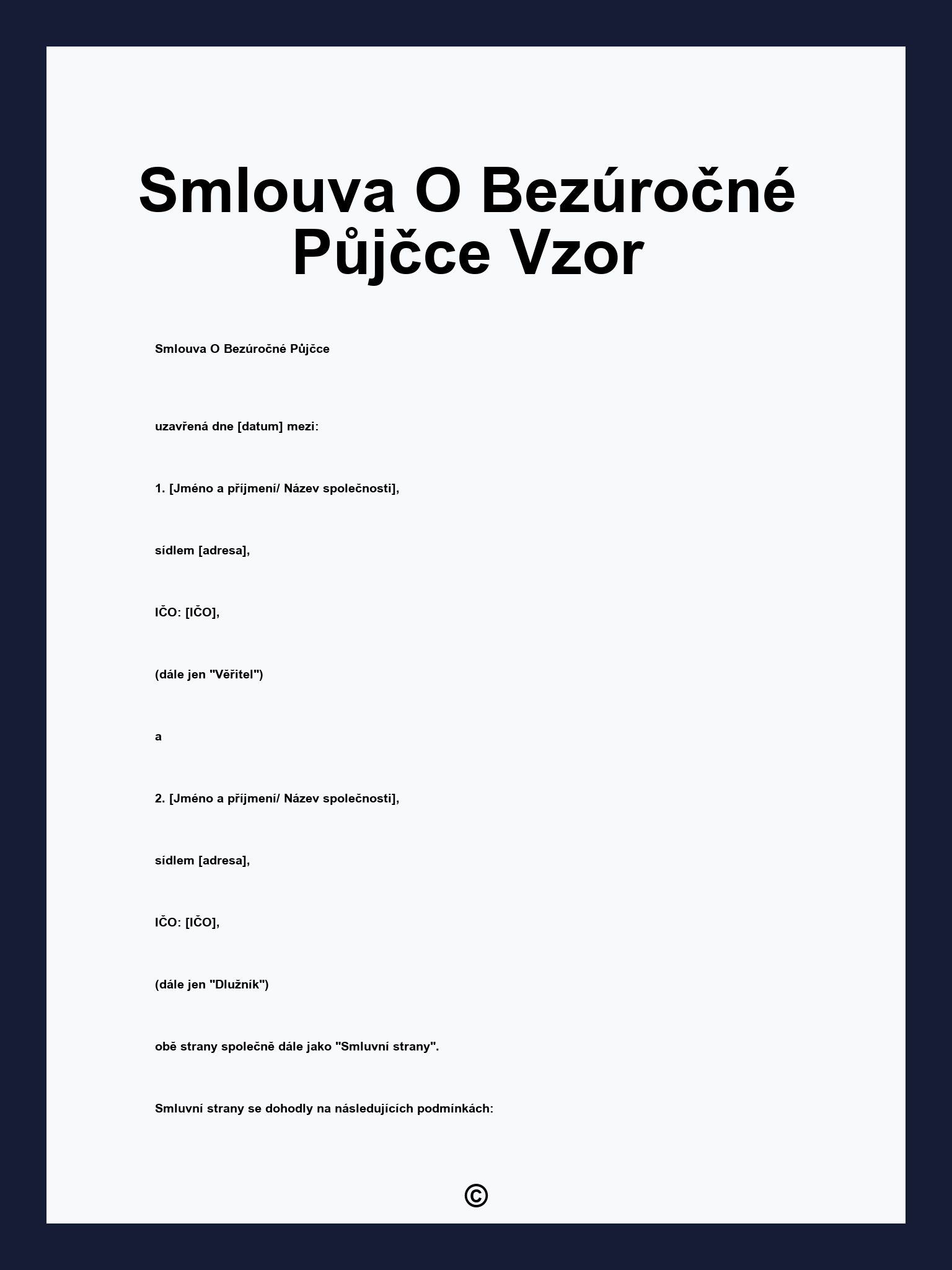 Smlouva O Bezúročné Půjčce Vzor