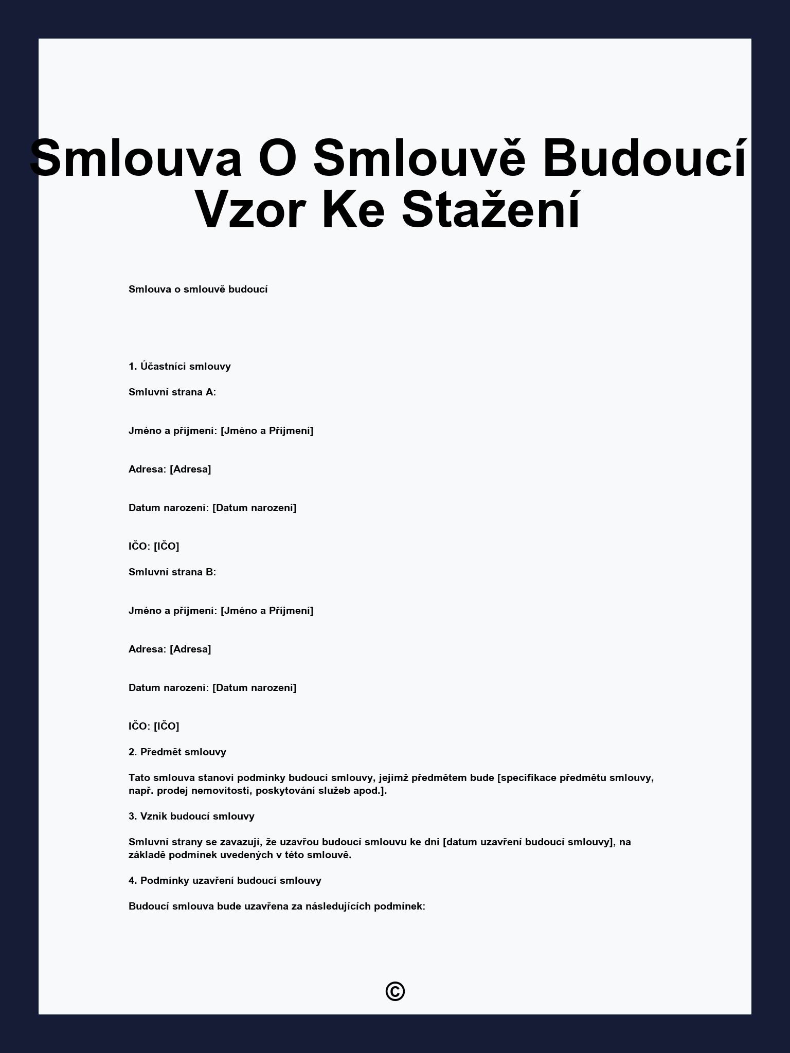 Smlouva O Smlouvě Budoucí Vzor Ke Stažení