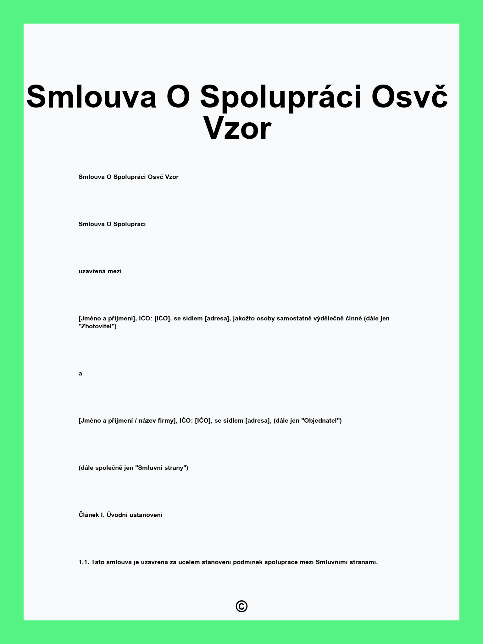 Smlouva O Spolupráci Osvč Vzor