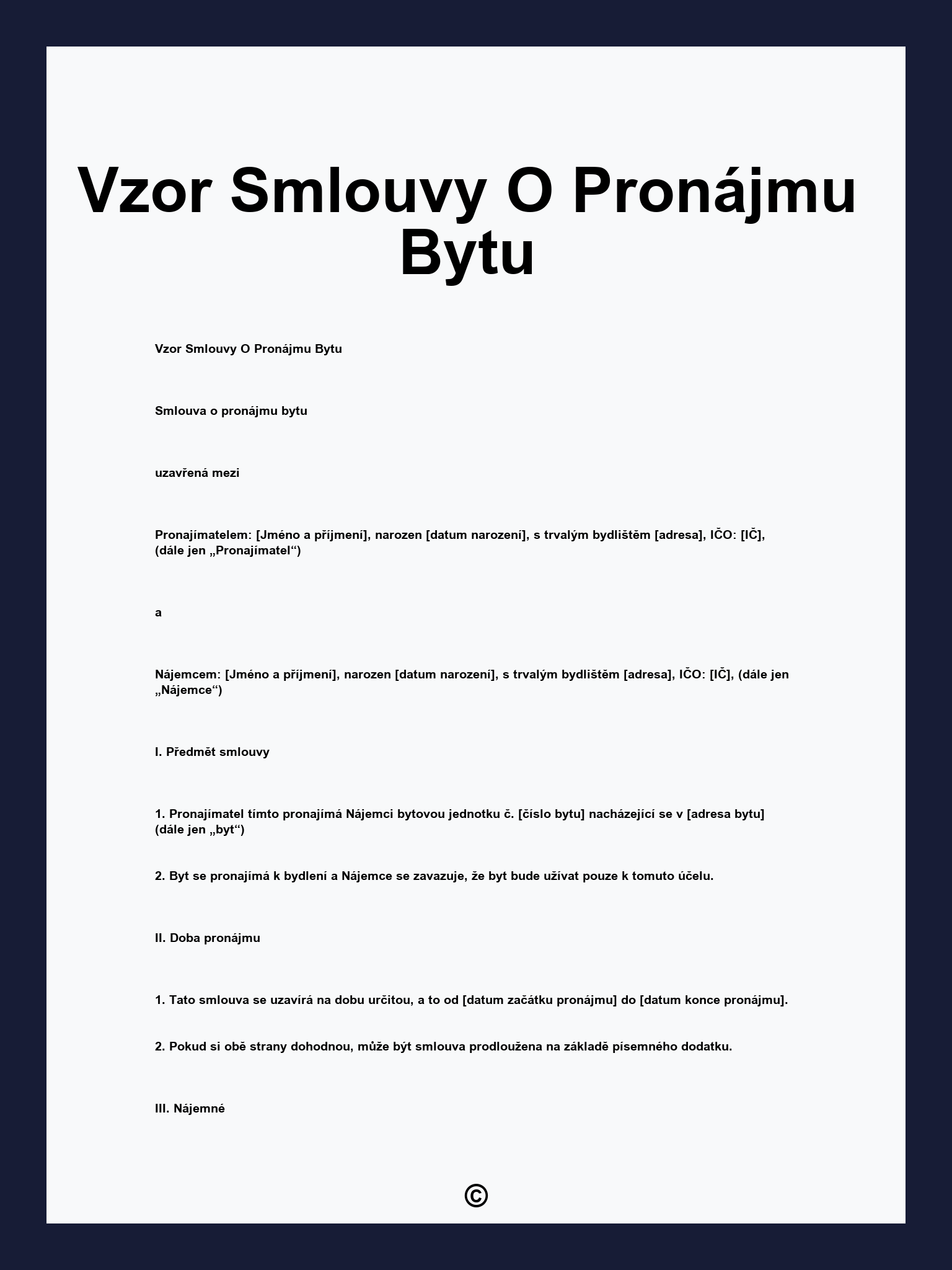 Vzor Smlouvy O Pronájmu Bytu